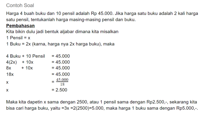 Materi Operasi Bentuk Aljabar